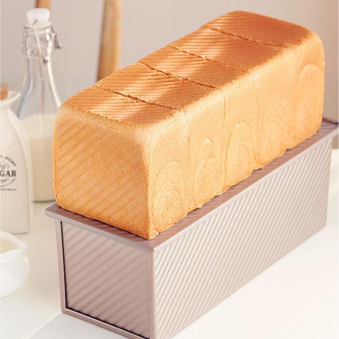 Large Loaf Pan with Lid, Non-Stick Toaster Oven Pan, Loaf Pan with Sliding Cover, Pullman Loaf Pan for Baking, 1000g Dough Capacity, Commercial Use