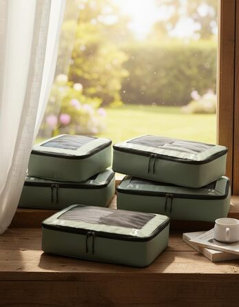 Органайзери для подорожей ECOHUB: набір 7 шт., з переробленого PET, екологічні, для кофру, багажу, взуття