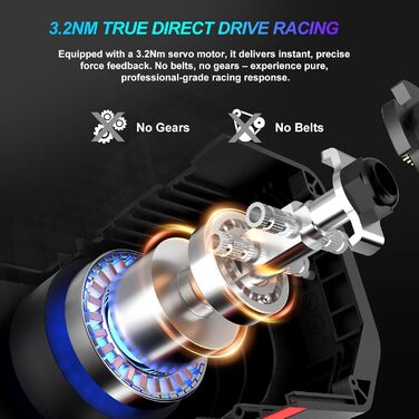 PXN V10 Ultra Gaming Руль для ПК, PS4, Xbox з Direct-Drive та педалями, 270°