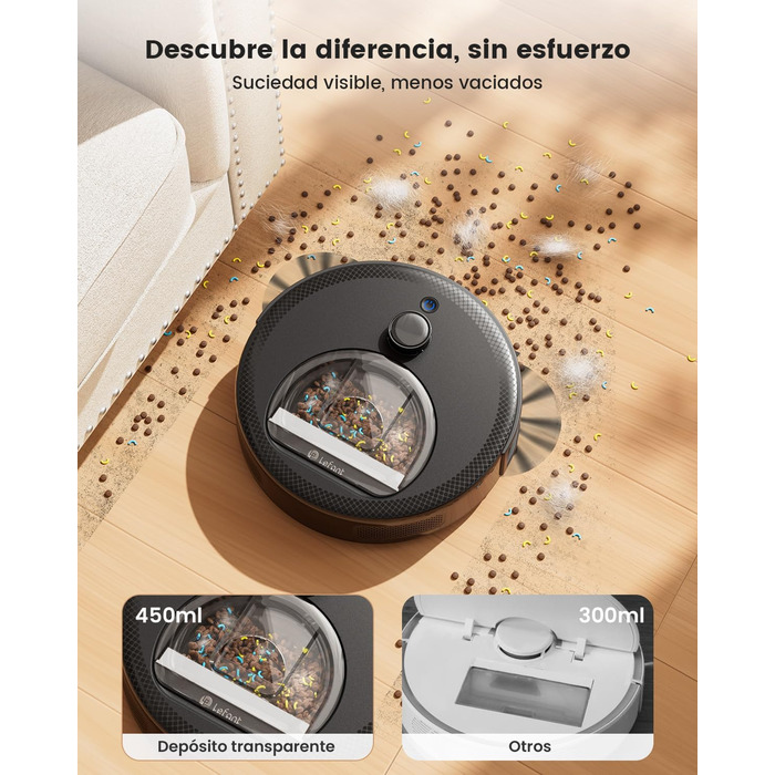 Робот-пилосос LEFANT M1 з функцією миття, 5500Pa, для твердих підлог та шерсті тварин, керування через додаток/Alexa, білий (M330 Pro)