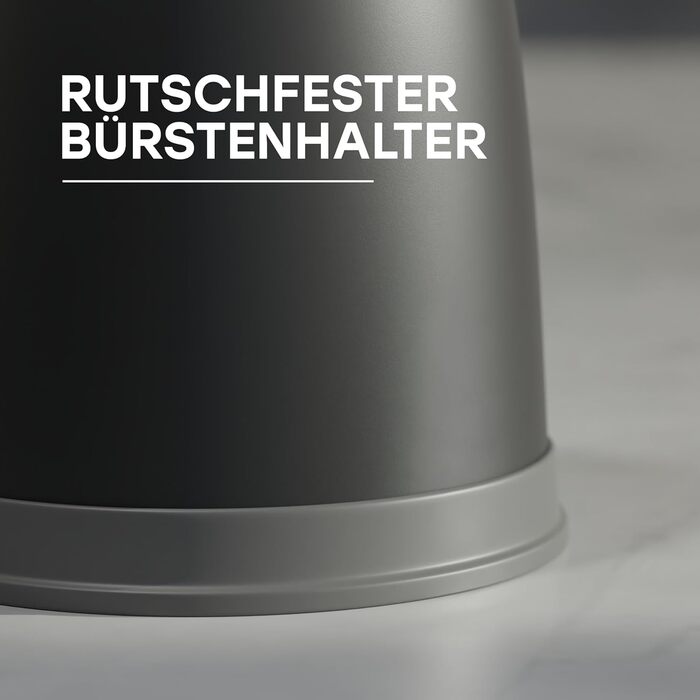 Набір для туалету SAVEGA: щітка для унітазу з інноваційною структурою щетинок та зручним тримачем. Сучасний дизайн, матовий чорний/сірий колір.