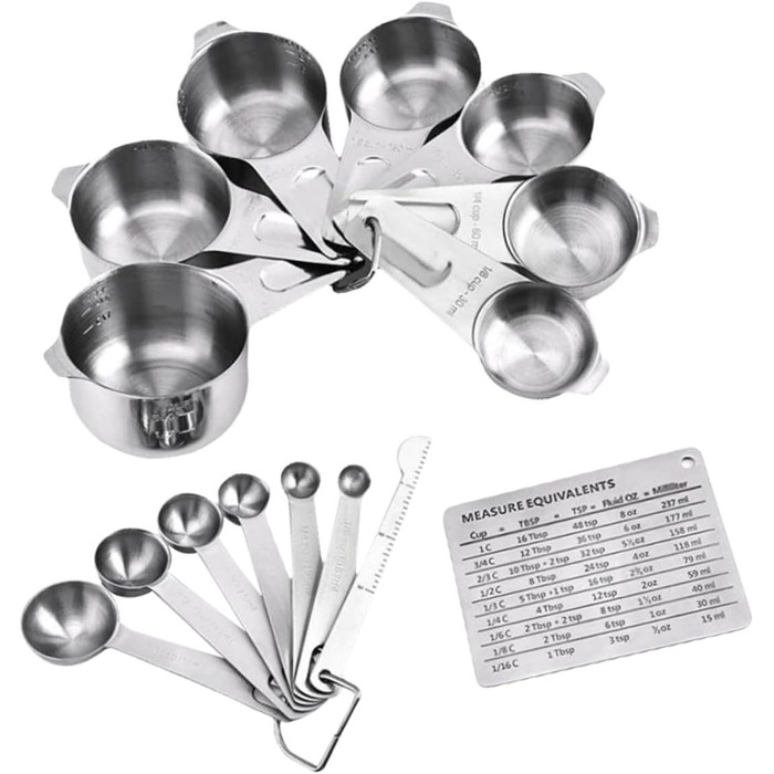 Mikinona 15St Measuring Spoon Conversion Chart Portable Rice Spoon Measuring Cup Baking Mini Shovel Measuring Cup Set Measuring Cups Set Kitchenware Multipurpose Shovel Stainless Steel Silver