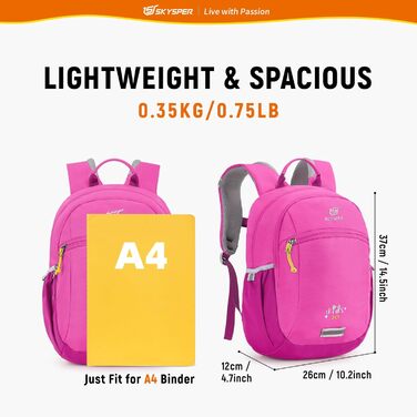 Дитячий рюкзак SKYSPER 10L для хлопчиків та дівчаток, рожевий, з нагрудним ременем