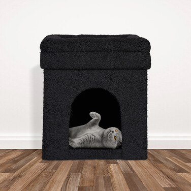 Relaxdays Black Cat Cave with Cushion
