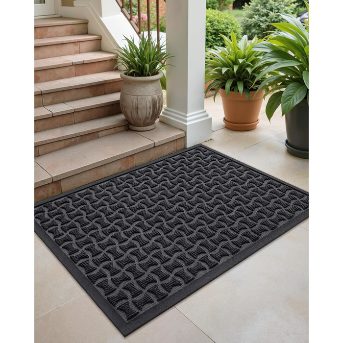 Нековзна килимок для дому та вулиці 61x92 см (сірий), для входу, коридору, зовнішнього простору, легко миється