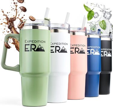 Термокружка з трубочкою 880мл, з кришкою та ручкою, 30oz, з нержавіючої сталі, ізольована, велика, з ручкою, для подорожей, кавова, на виніс XXL (Зелена)