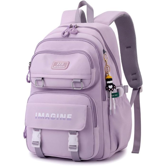 Шкільний рюкзак Tanou для дівчаток-підлітків, велика місткість, 9-16 років, водонепроникний нейлон, чорний (9573# фіолетовий)