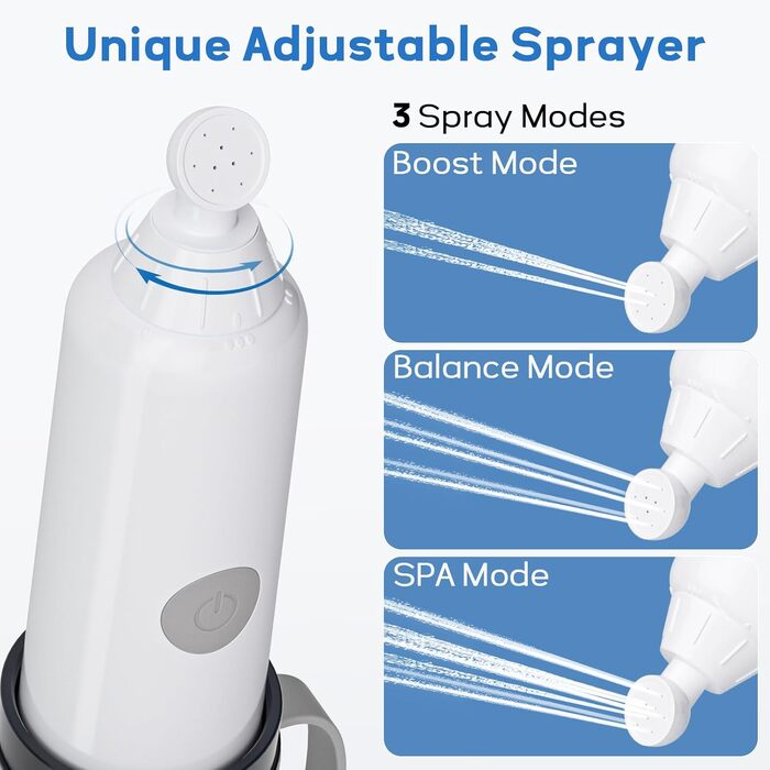 BIGCOW Portable Bidet with 3 Spray Modes | Electric Posteriour Wash | IPX7 Waterproof & Pressure Regulation | for Gentle Personal Hygiene, Postpartum Care, and Sensitive Skin Areas (Black)