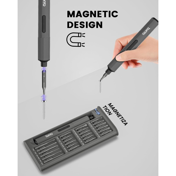 Набір мініатюрної електричної викрутки TANYO 51 в 1 з акумулятором 400mAh, LED-ліхтариком, для ремонту iPhone, ноутбуків, окулярів, годинників (чорний)