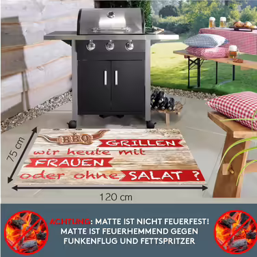 Гриль-мат LILENO HOME 75x120 см для BBQ та газових/вугільних грилів – захисна підкладка для підлоги, ідеально для сімейного барбекю, грилювання з друзями, жінками