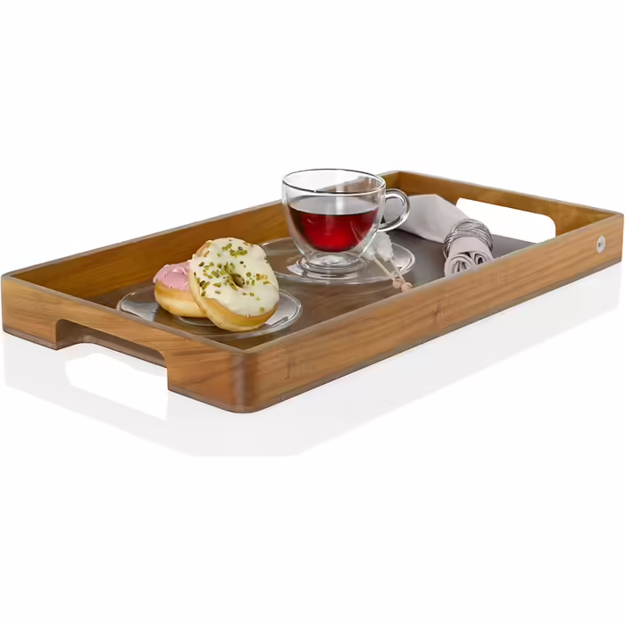 Ad Hoc Serving Tray Serve Smart | large wooden tray | serving tray with handle made of high-quality acacia wood (walnut veneer base) | serving platter 56x30cm | no bamboo