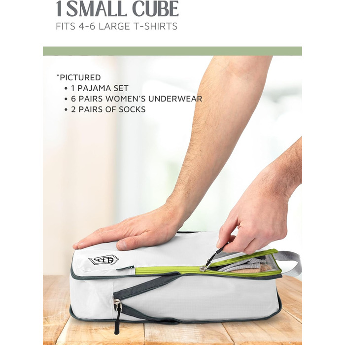 Набір кубиків для пакування TRIPPED: легкі, міцні, з двома блискавками, 2 шт. (білий, зелений)