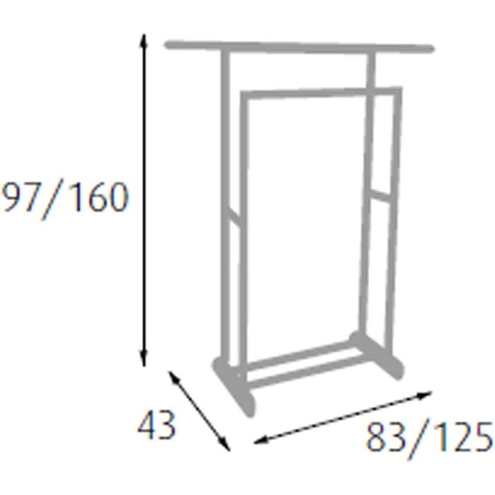 Подвійна розсувна вішалка на колесах King Home, 82,5-125 x 42,5 x 97-170 см