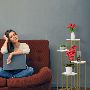 Relaxdays Сходи «Золотий квіт» з 4 полицями