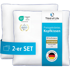 Pillow 80x80 inSPIRO 2-Piece Set, Orthopedic Sleep Pillow from the 2022 Innovation Award Winner, 80 x 80 cm pillow for Side Sleepers, Back Sleepers, Stomach Sleepers, Neck Support Pillow for Allergy Sufferers 80 x 80 - 2-Piece Set