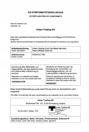 Набір для суші Misaki, сіро-блакитний: 2 тарілки, 2 піалки, 2 пари паличок