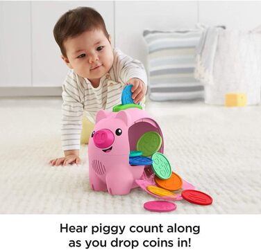 Fisher-Price Сміх та Навчання Лічильна Скарбничка, музична іграшка для малюків, багатобарвна