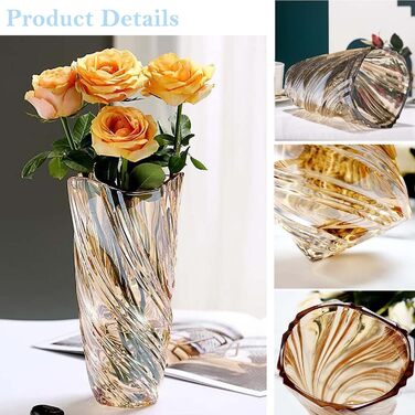 Скляна ваза для квітів Blumenvase Glas, 24 см, кришталева ваза, сучасний дизайн, велика ваза для букетів тюльпанів, декор для дому, подарунок на весілля, день матері, новосілля