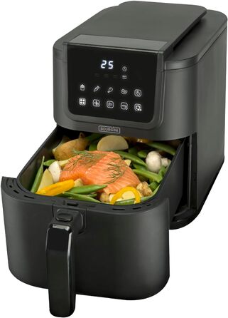 Фритюрниця BOURGINI з керамічним покриттям, 5 літрів, 1500 Вт, чорна (без шкідливих речовин)