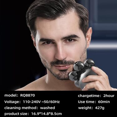 Електричний гострострумний апарат для гоління чоловічий 6-в-1 з LED дисплеєм, IPX6 водонепроникний, бездротовий, з індикатором заряду батареї