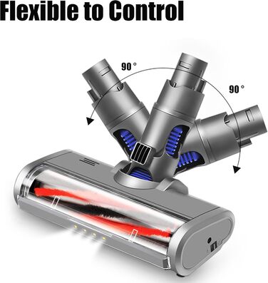 Електрична щітка-вальцевий насадка Italdos для пилососів Dyson V6 DC58 DC59 DC61 DC62 з LED-підсвічуванням, турбо-режим, для килимів, твердих підлог, паркету та плитки