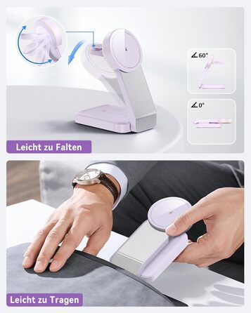 3-в-1 Станція Бездротової Зарядки для iPhone, Apple Watch та AirPods (Біла/Фіолетова)