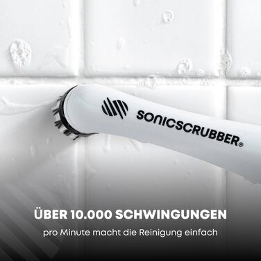 SonicScrubber - Electric Cleaning Brush - Includes 4 Brush Heads - Ideal for All Rooms and Surfaces - AA Batteries Included (Household for Kitchen and Bathroom)