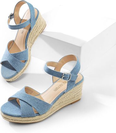 Еспадрильї жіночі DREAM PAIRS з відкритим носком на платформі, джинсовий текстиль, 41 EU