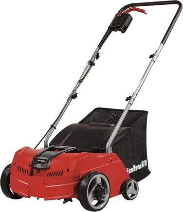 Einhell Electric Scarifier-Aerator GC-SA 1231/1 (230 V, up to 300 m², 1.2 W, 28l collection bag, ball-bearing roller + aerator roller, 3 depth settings, foldable guide bar)