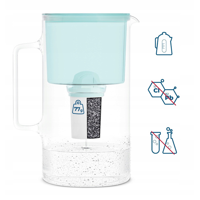 Скляний фільтр-кувшин Wessper D2 BOROSILICATE 3л, м'ятний + фільтр
