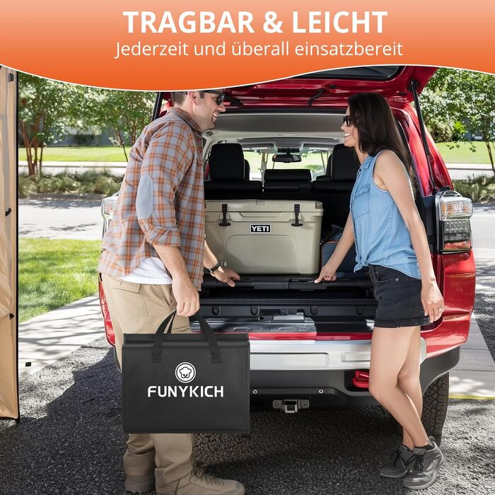 Складний кемпінговий стіл FUNYKICH 87x40x26 см, жовтий - алюмінієвий, MDF стільниця, з сумкою для перенесення