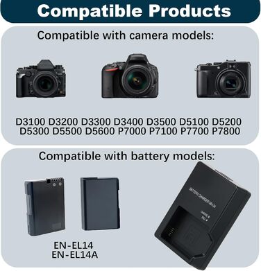 Зарядний пристрій MH-24 для акумуляторів EN-EL14/EN-EL14A (Nikon D3100, D3200, D3300, D3400, D3500, D5100, D5200, D5300, D5500, D5600, P7000, P7100, P7700, P7800)