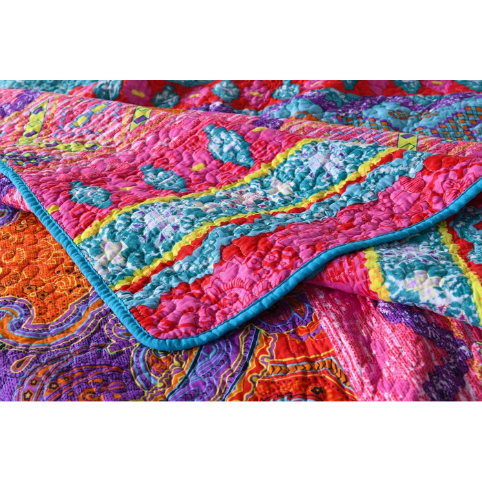 Qucover Daybed Cover 150 x 200 cm Colorful Quilted Microfiber Throw Blanket Bedspread for Single Bed Sofa Cover Boho Indian Exotic Boho-3 150X200cm