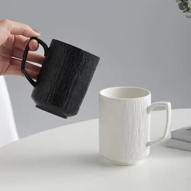 Набір з 4 чашок для еспресо Saumo з підставками, кераміка, 350 мл, білий – сучасний дизайн для дому, офісу та особливих випадків