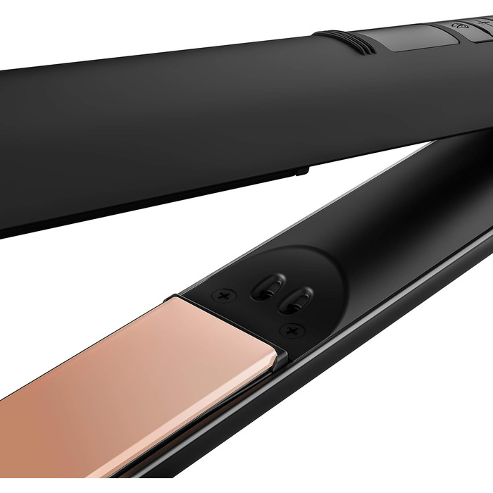Випрямляч для волосся GRUNDIG Naturashine HS 7030: 6 температурних режимів, іонізація, повна кераміка, захист волосся, чорний/рожеве золото