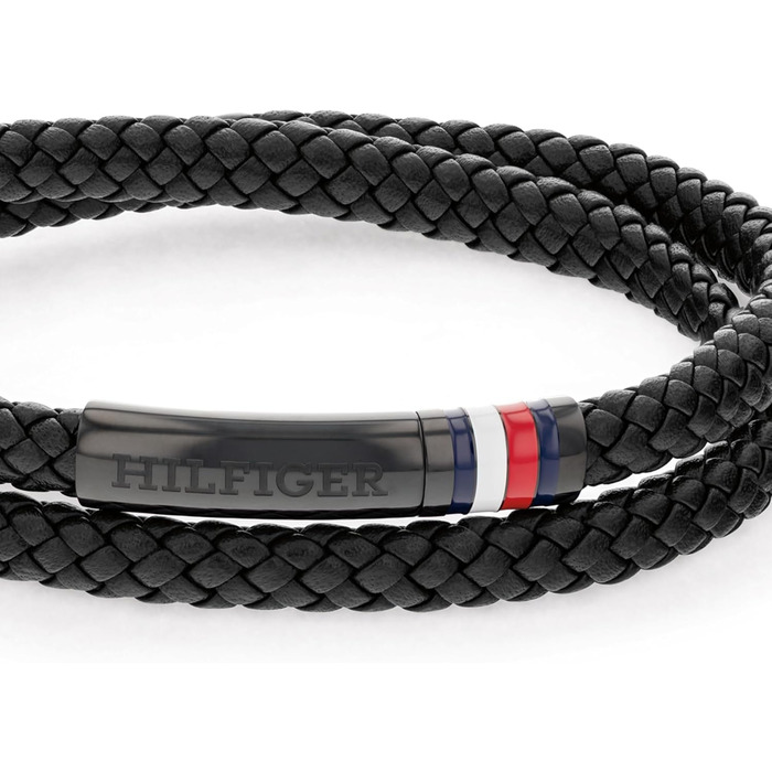 Браслет чоловічий Tommy Hilfiger з плетені шкіри подвійний – коричневий, чорний або синій