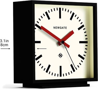 NEWGATE® Amp Silent Sweep Clock – 'No Tick' – a Modern Mantel Clock – Clocks for Living Rooms – Office Clock – Desk Clock – Mantel Clocks – Station Dial (Red)