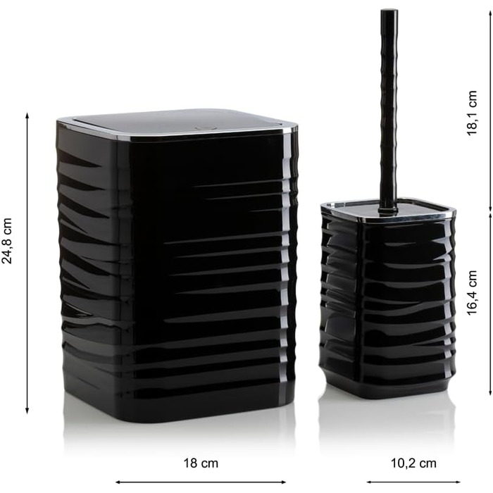 Набір для ванної кімнати HowHomely: щітка для унітазу, сміттєвий бак, дозатор мила, мильниця, чорний/сріблястий