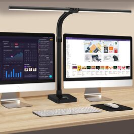 LED настільна лампа Doppelkopf з регулюванням яскравості, 24W, 80см, велика та яскрава, захист очей, чорний колір, гнусий шийка, 25 режимів освітлення, для офісу та дому