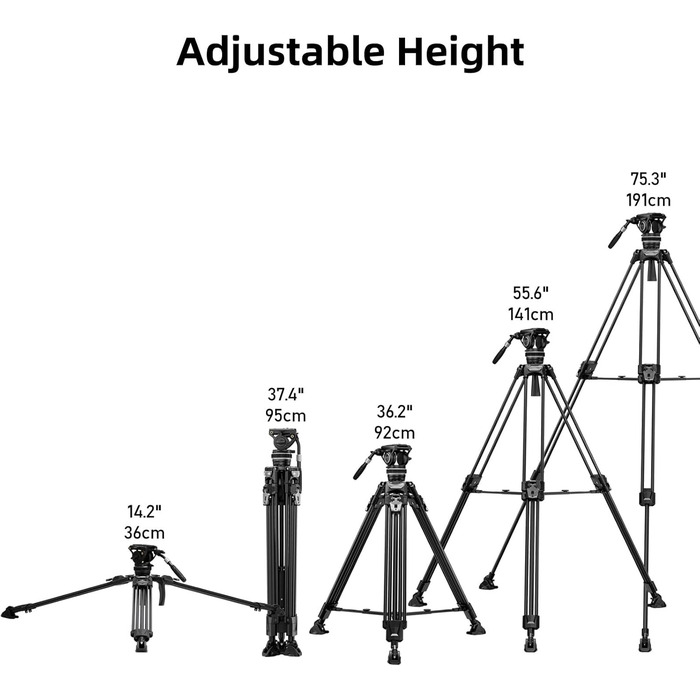 Штатив відео Cayer FA310H з моноподом K10 та рідкосильним кріпленням - швидкозатискачі ніг, швидке регулювання, вантажопідйомність 10 кг, алюміній, 2 швидкознімні пластини, ручка для переноски - для DSLR, бездзеркальних камер, відеокамер