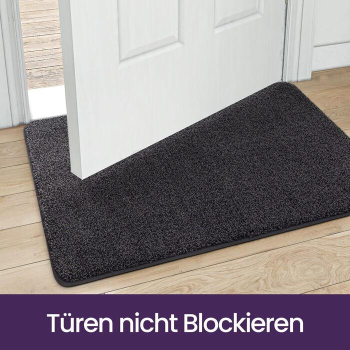 Килимок для дому DEXI 50 x 80 см, чорно-сірий, антиковзаюча, швидковисихаюча, для собак, на вході, в коридор, легко миється