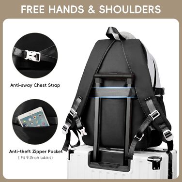 Шкільний рюкзак для підлітка, 36L, для дівчаток 3-9 клас, великий стильний рюкзак для ноутбука 16 дюймів, чорний, підходить для візка