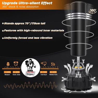Стенд для боксерського мішка YOLEO, 178 см, чорний - для професійних тренувань