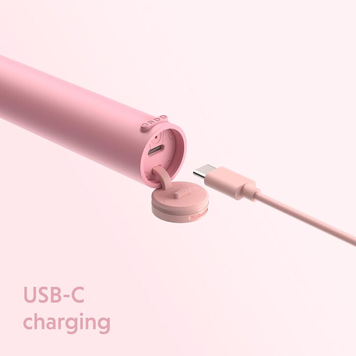 Електрична зубна щітка Ordo Sonic Lite: 35 000 імпульсів/хв, 2 режими, USB-C, водонепроникна, акумулятор до 5 тижнів, таймер, для дорослих (квітково-рожевий)