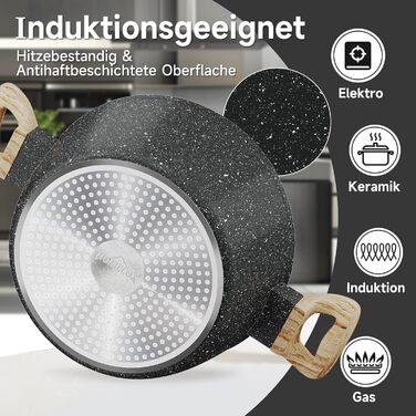 Набір посуду HOMELUX Induktion: 12 предметів, алюміній, антипригарне покриття, з кришками, без PFOA/PFOS, чорний