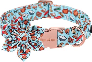 Елегантний собачий ошийник з метеликом Unique Style Paws, бавовна, для святкування, з металевою застібкою, розмір 34-56 см (M, F:TurkeyParty)