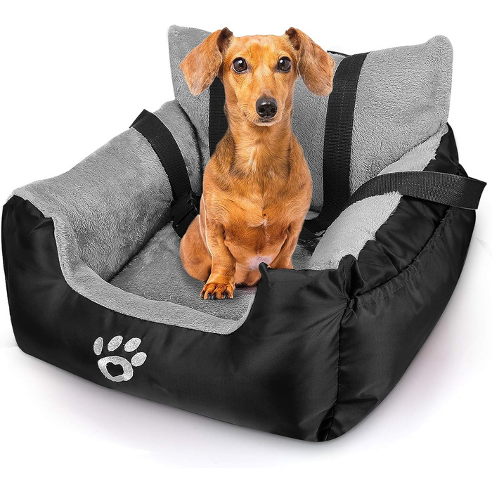 Автокрісло для собак та котів Fareyy, підняття для тварин, переноска з кишенькою та страхувальним ремінцем, водонепроникне, тепле, плюшеве, чорне