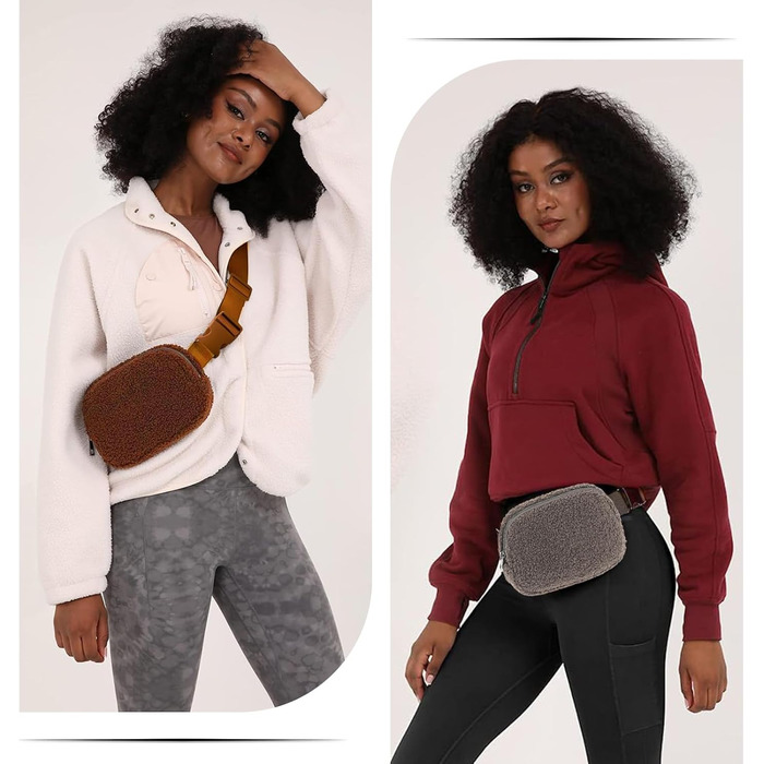 Жіноча/Чоловіча поясна сумка на стегно з овечої вовни (колір: коричневий) - для спорту, подорожей, активного відпочинку