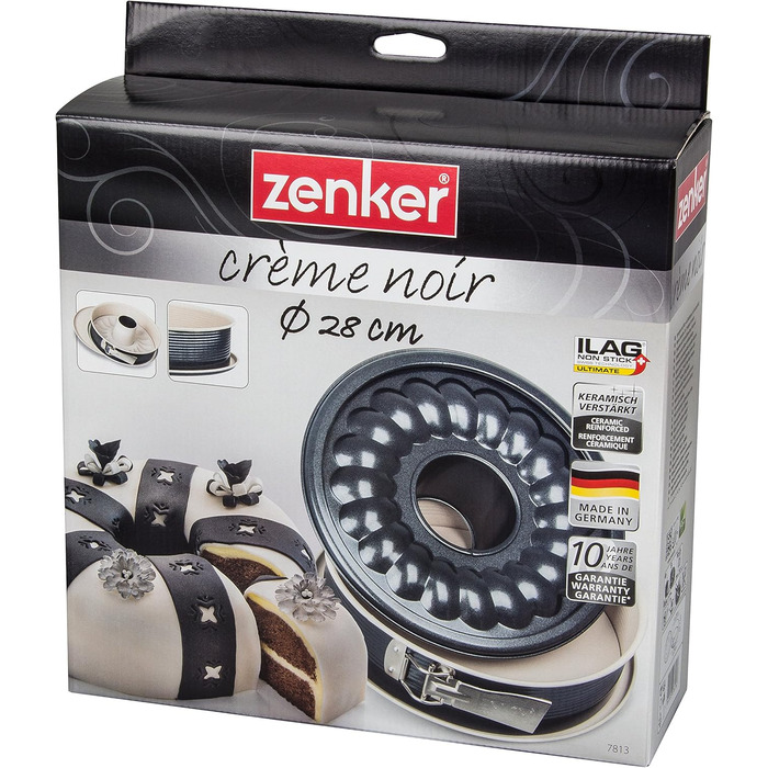 Zenker 7813 Springform Crème Noir with 2 tiers, diameter 29 cm, stainless steel, gray / beige, 28 x 28 x 7 cm, anthracite / cream