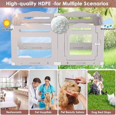 Клітка для цуценят з акрилу 60 см, 7 шт. + 1 вольєр для собак з дверцятами, без решіток, для дому, з присосками, прозора, теплий сірий (5+1)